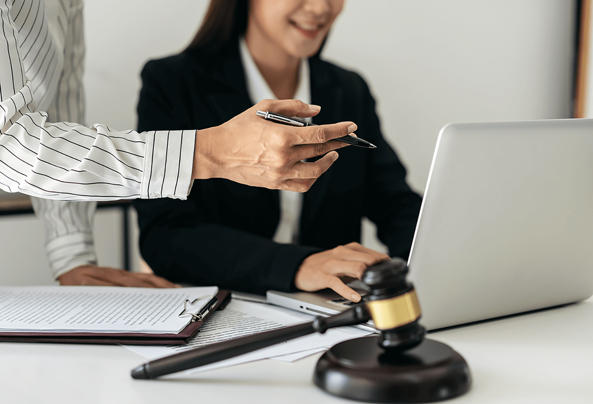 Team collaborating with clients